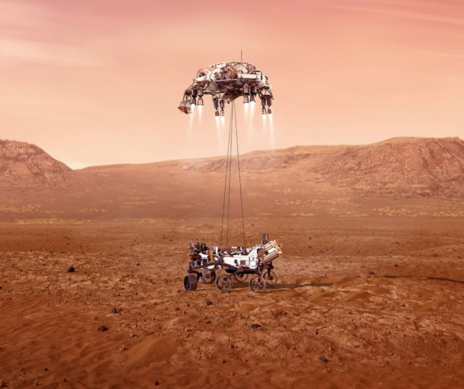 Mars Perseverance rover landing on Mars