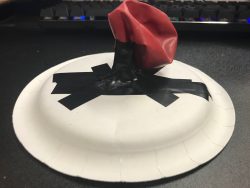 top side of paper plate hover craft