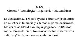 STEM explanation in Spanish