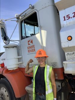Courtney Conklin with her dump truck