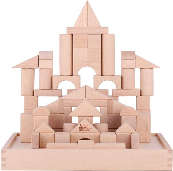 iPlay, iLearn 72 piece Wood Castle Blocks Kit