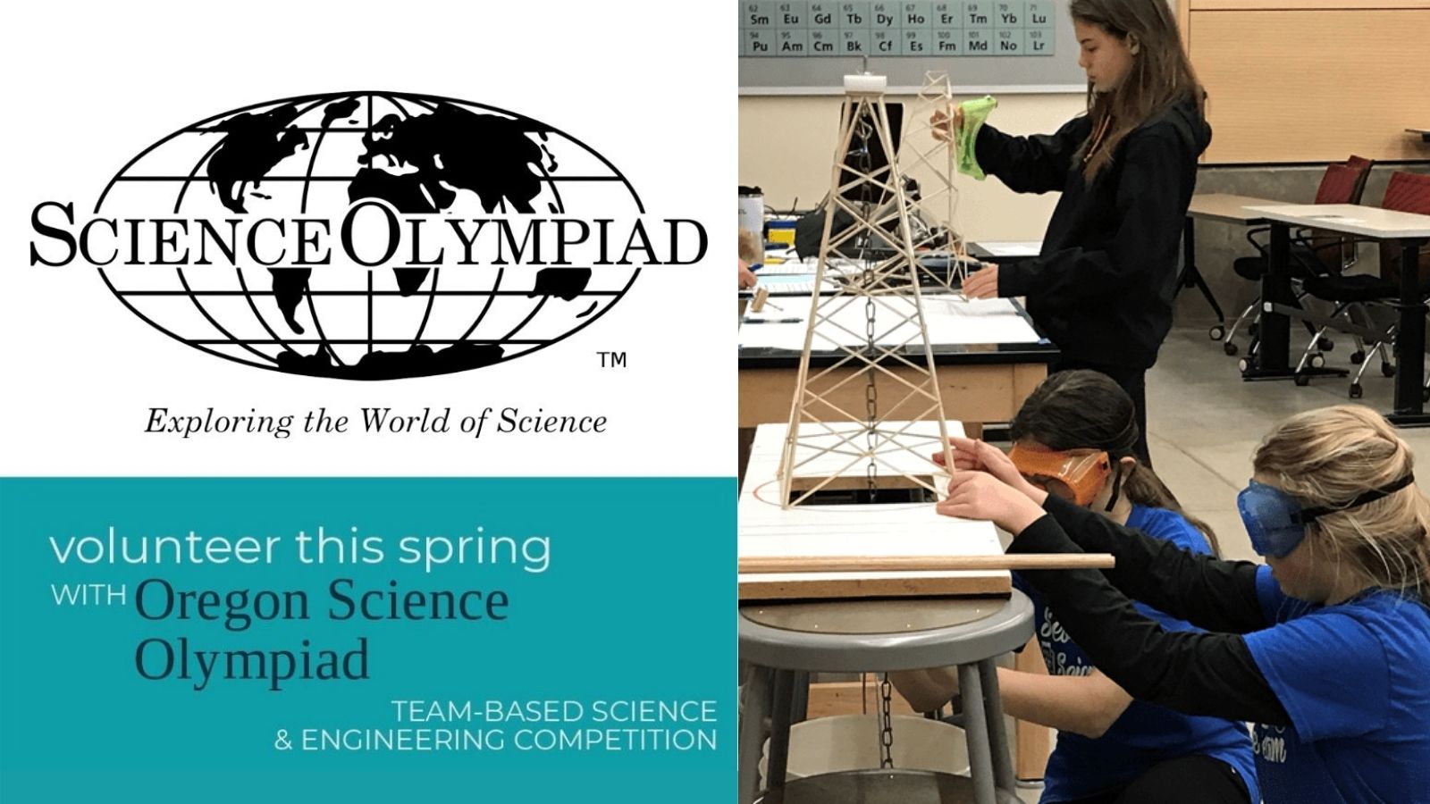 Students building a tower at the Oregon Science Olympiad
